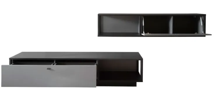 Wohnwand LUXOR 2-teilig Royal grau/ anthrazit